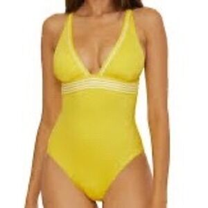 Trina‎ Turk Monaco Pleated Plunge One-Piece Women's Size 10